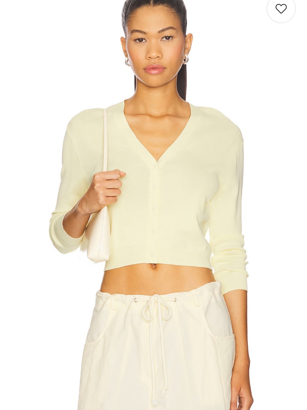 Lioness Golden Hour cropped V-Neck Button Cardigan Sweater - yellow